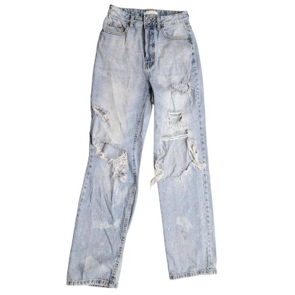 Pacsun 90's Boyfriend Rip Torn Very Distressed Denim High Rise Blue Jeans - Picture 3 of 12